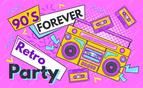 Premium Vector Back To 90s Retro Party Poster School Fashion Pop Music Nineties 1980s Birthday