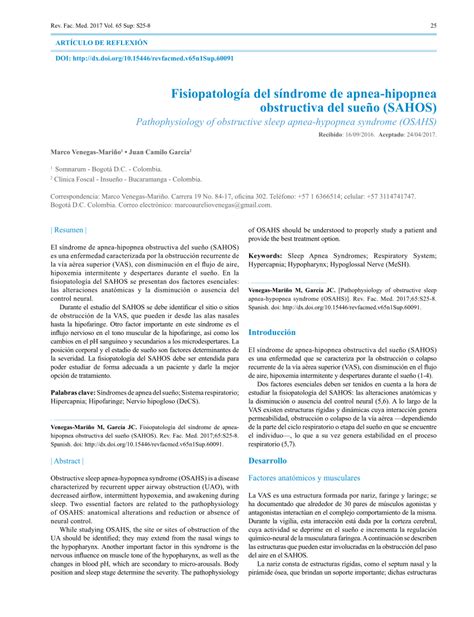 PDF Fisiopatología del síndrome de apnea hipopnea obstructiva del