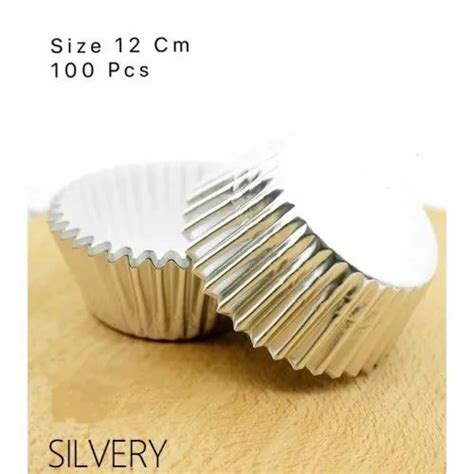 Aluminium Silver Foil Metallic Cupcake Case Liners Baking Muffin Paper