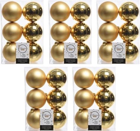 30x Gouden Kunststof Kerstballen 8 Cm Mat Glans Onbreekbare Plastic