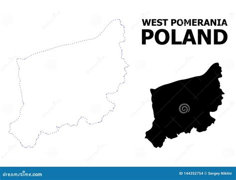 Vector Contour Dotted Map Of West Pomerania Province With Caption Stock