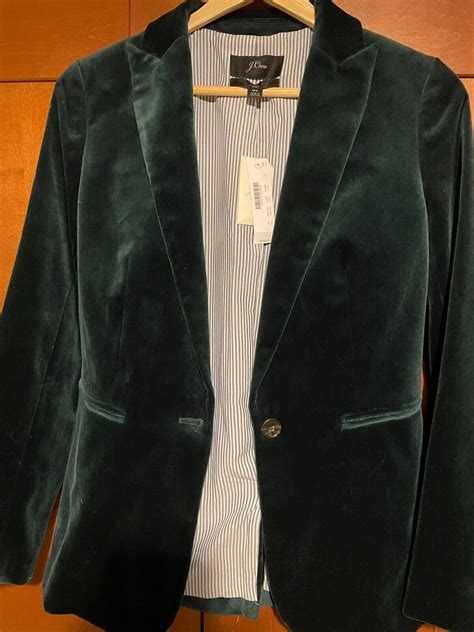 220 J Crew Womens Size 00 Old Forest Green Parke Blazer In Velvet Ebay