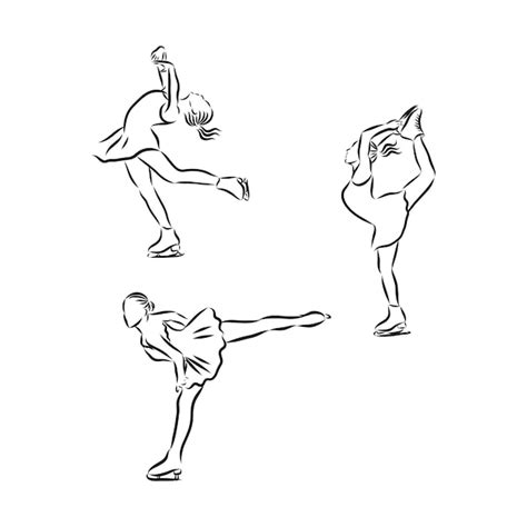 Ilustração de desenho vetorial patinação artística dança no gelo