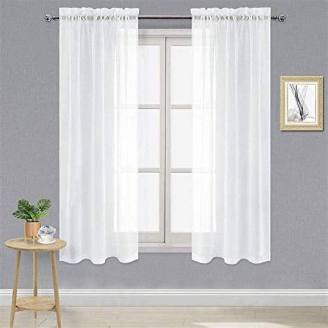 DWCN White Sheer Curtains - Semi Transparent Voile, Rod Pocket, 42x63 ...