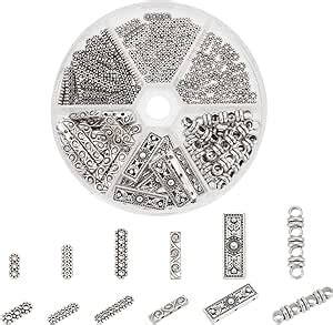 PandaHall Elite 180pcs 6 Styles Barres D Entretoise En Alliage Perles