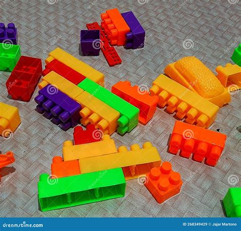 Lego Toys Scattered On The Floor Close Up Photo Stock Image Image Of