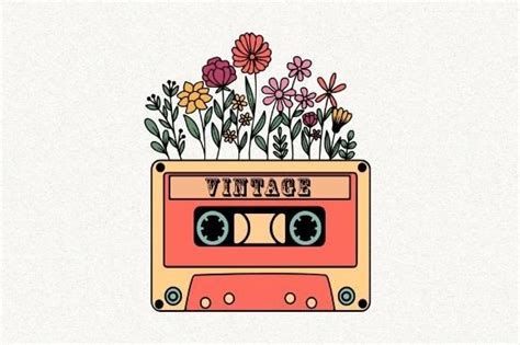 2 Cassette Tape Flowers Designs & Graphics