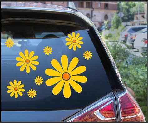 Daisy Decal Set Of 14 Hippie Flower Stickers Car Decals Etsy