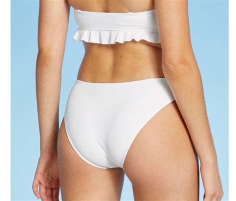 Juniors Textured Cheeky Bikini Bottom Xhilaration White XL12 14 EBay