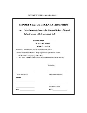 Fillable Online Eprints Utar Edu REPORT STATUS DECLARATION FORM