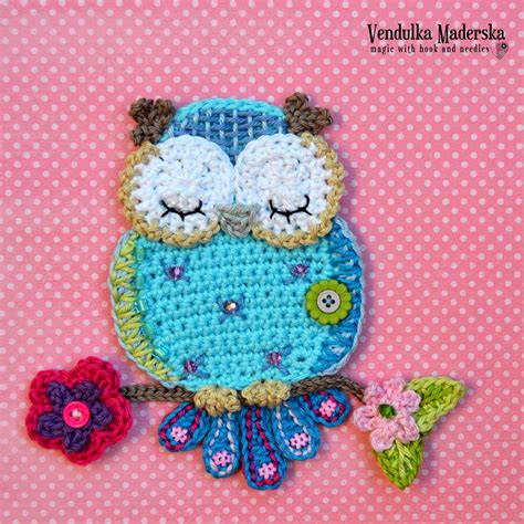 Crochet pattern owl applique by VendulkaM crochet digital | Etsy