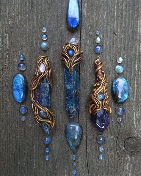 Crystal Necklaces With Labradorite Kyanite Amethyst Quartz And