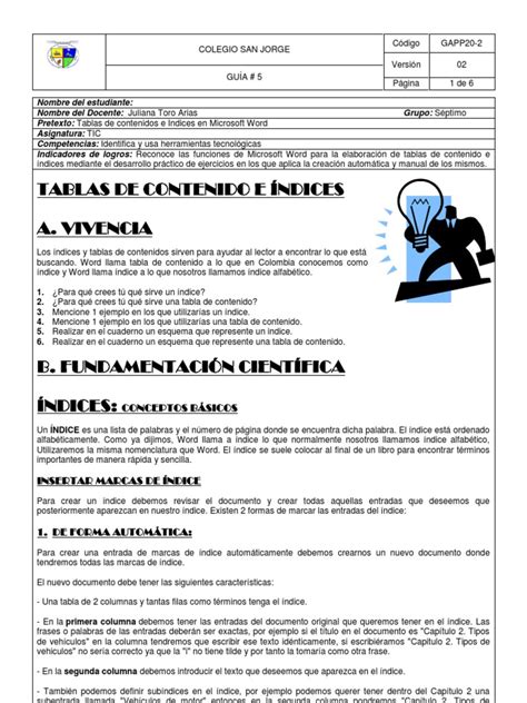 PDF Guía 5 Tablas de contenido e Indices DOKUMEN TIPS