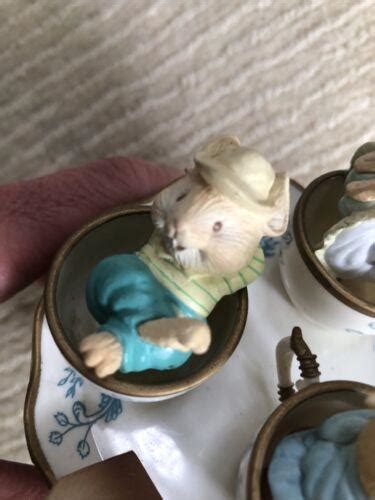 Enesco Vintage Tea For Two Music Box Three Mice In Spinning Tea Cup