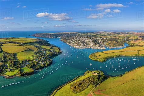 Aerial View Of Salcombe On The Kingsbridge Estuary Devon England