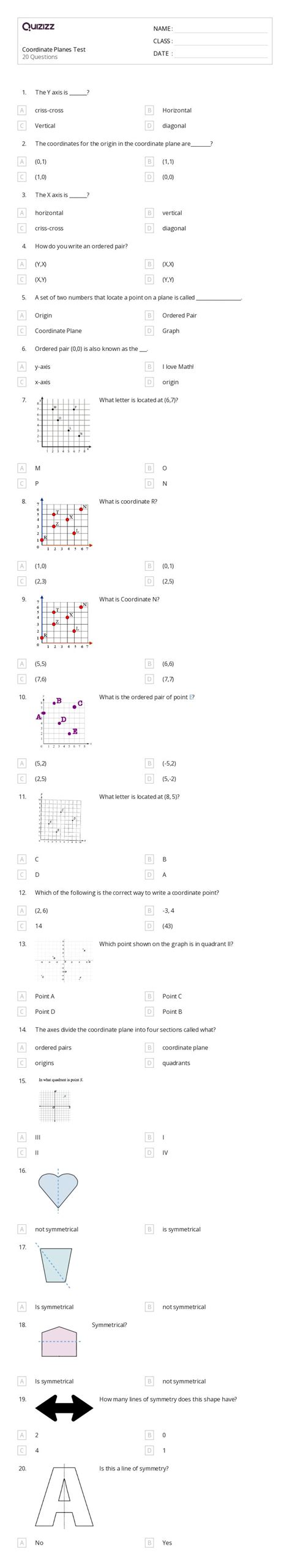 50 Coordinate Planes Worksheets For 6th Grade On Quizizz Free And Printable