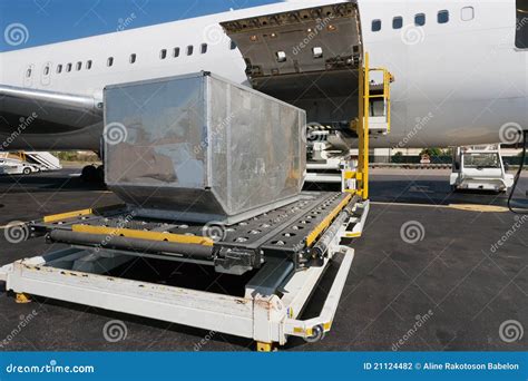 loading cargo plane stock photography image