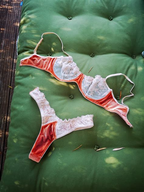 Peach Velvet Floral Lingerie Classy Lingerie Set With Garter Belt