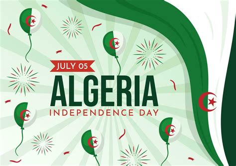 Happy Algeria Independence Day Vector Illustration With Waving Flag In