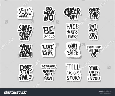 Sticker Quotes Isolated Motivational Hand Drawn Stock Vector Royalty