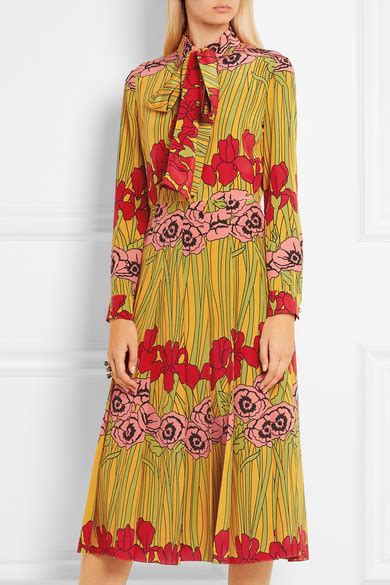 Gucci Floral Print Silk Crepe De Chine Dress Net A Porter