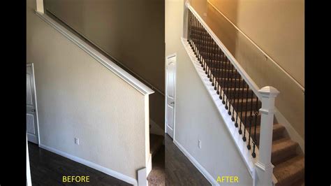 How To Transform And Upgrade Drywall To Railing Balusters Diy Youtube Diy Stair Railing