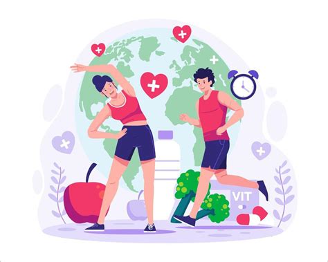 World Health Day Characters Of People Exercising To Stay Healthy