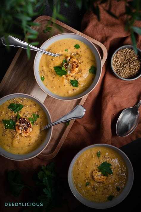 Geroosterde Bloemkoolsoep Met Gepofte Quinoa DeedyLicious Recept