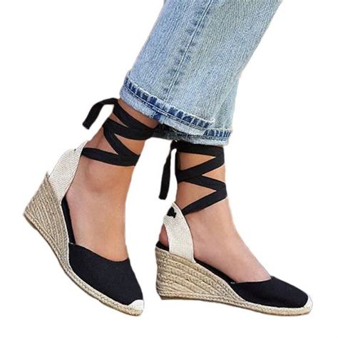 Minetom Femme Mode Sandale Espadrille Lani Re Sandals Talon Compens