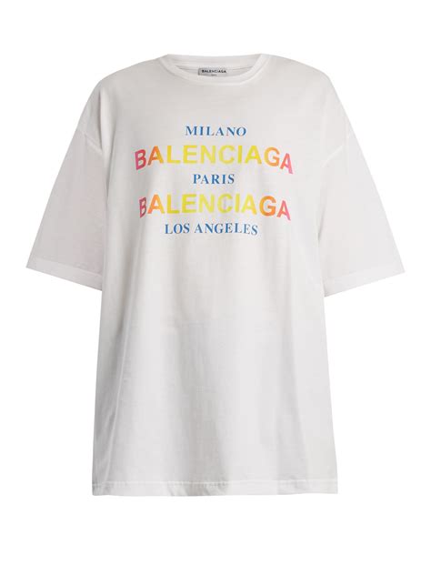 Lyst Balenciaga Logo And City Print Cotton T Shirt In White