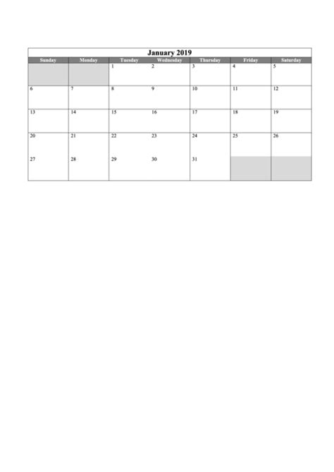 Top January 2019 Calendar Templates Free To Download In Pdf Format