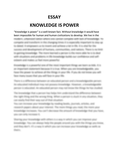 SOLUTION Essay Knowledge Is Power Studypool