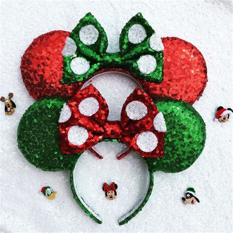 Christmas Minnie Mouse Mickey Mouse Ears Headband Red Polka Etsy