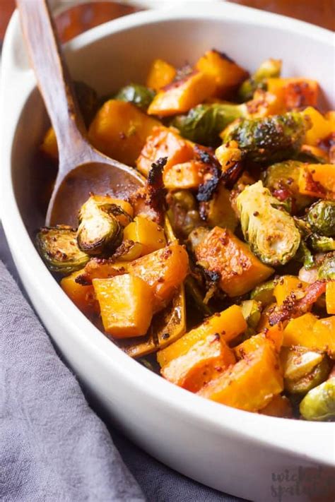 Roasted Butternut Squash And Brussels Sprouts Recipe Wicked Spatula