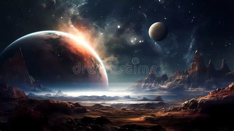 Planets and a Galaxy, Science Fiction Wallpaper. Fantasy Alien Planet ...