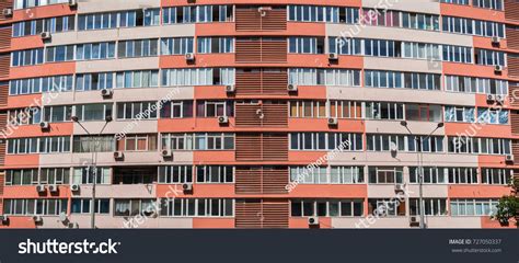 Apartment Building Brightly Painted Bucharest Romania Stock Photo