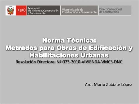 Norma Tecnica Metrados Para Obras De Edificaciones Y Habilitaciones Urbanas