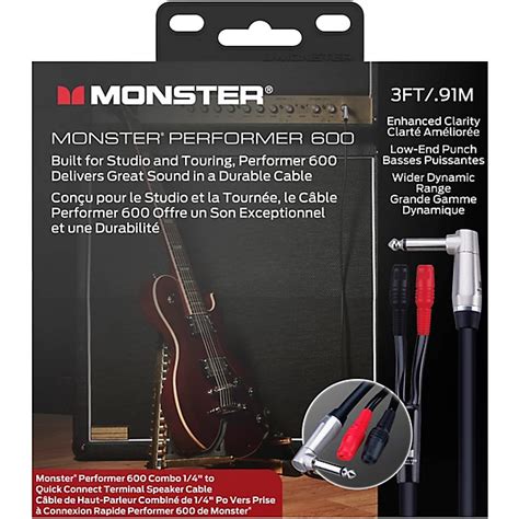 Monster Cable Prolink Performer 600 Combo Speaker Cable 3 Ft Black