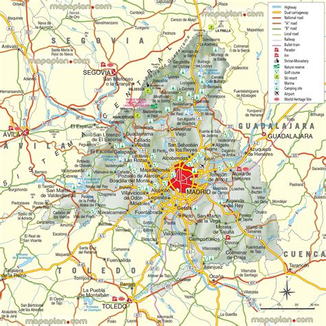 Madrid top tourist attractions map - Driving guide & urban navigation
