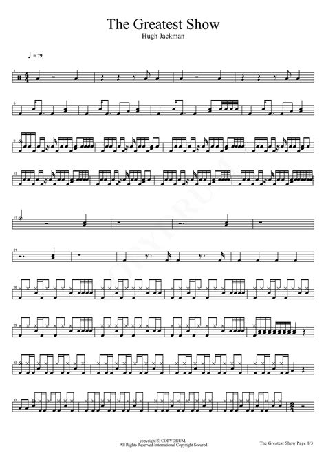 The Greatest Show Arr Copydrum By 2017 Billboard Masters Sheet Music For Drums At Sheet Music