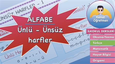 Alfabe Ünlü ve Ünsüz Harfler 1 Sınıf Türkçe YouTube