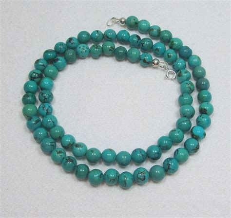 Genuine Turquoise Beaded Necklace Turquoise Necklace Etsy