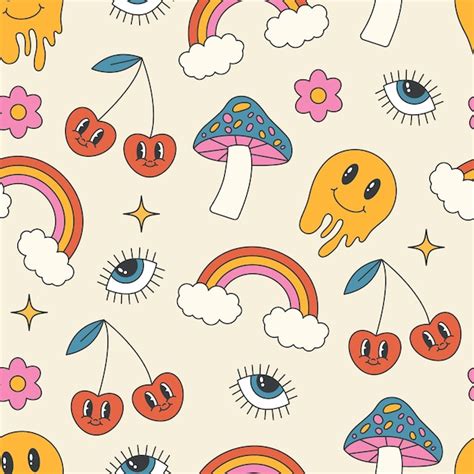 Premium Vector Groovy Seamless Pattern