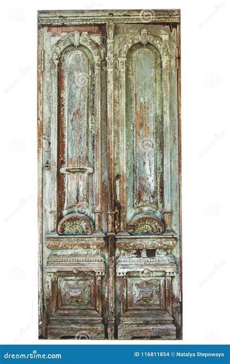 Puerta De Madera Del Viejo Vintage En Fondo Blanco Aislado Foto De