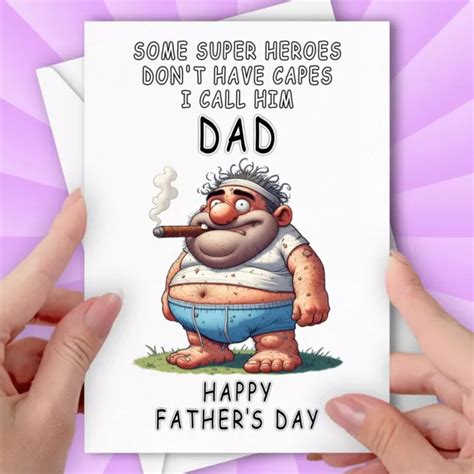 Funny Happy Fathers Day Card For Dad From Son Or Daughter Also Happy