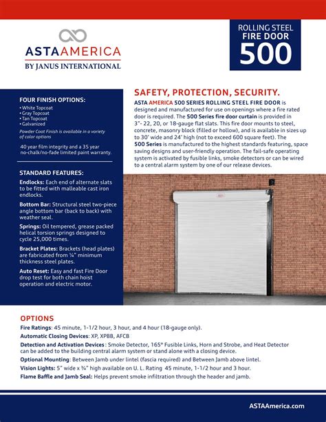 Asta America By Janus International Catalogs Rolling Steel Fire Door 500 Arcat