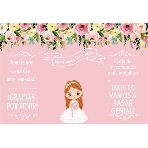 Mi Primera Comunión Photography Backdrop Girl Baptism Gold Cross Dove