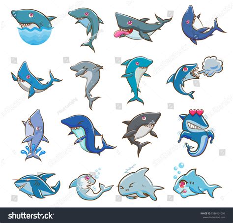 Shark Vector Set Collection Graphic Clipart Stock Vector (Royalty Free ...