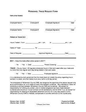 Trade Request Form Fill Online Printable Fillable Blank PdfFiller