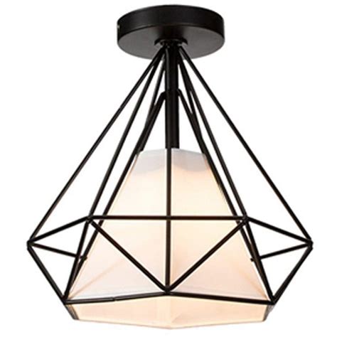 RETRO PLAFONNIER INDUSTRIELLE CAGE EN FORME DIAMANT EN M TAL FER LUSTRE